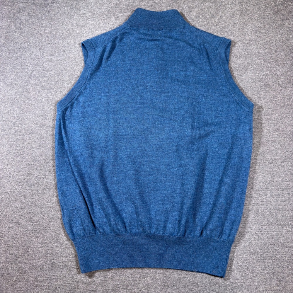 Peter Millar Sweater Vest Mens M Blue 100% Merino Wool Quarter Zip Disney Golf - Picture 4 of 7